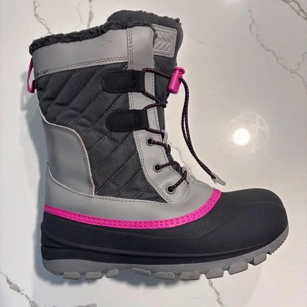 All in Motion | Girls Black Grey Thermolite Ecomade Winter Snow Boots Size 4